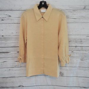Liz Clairborne 100% Cotton Yellow Blouse Top